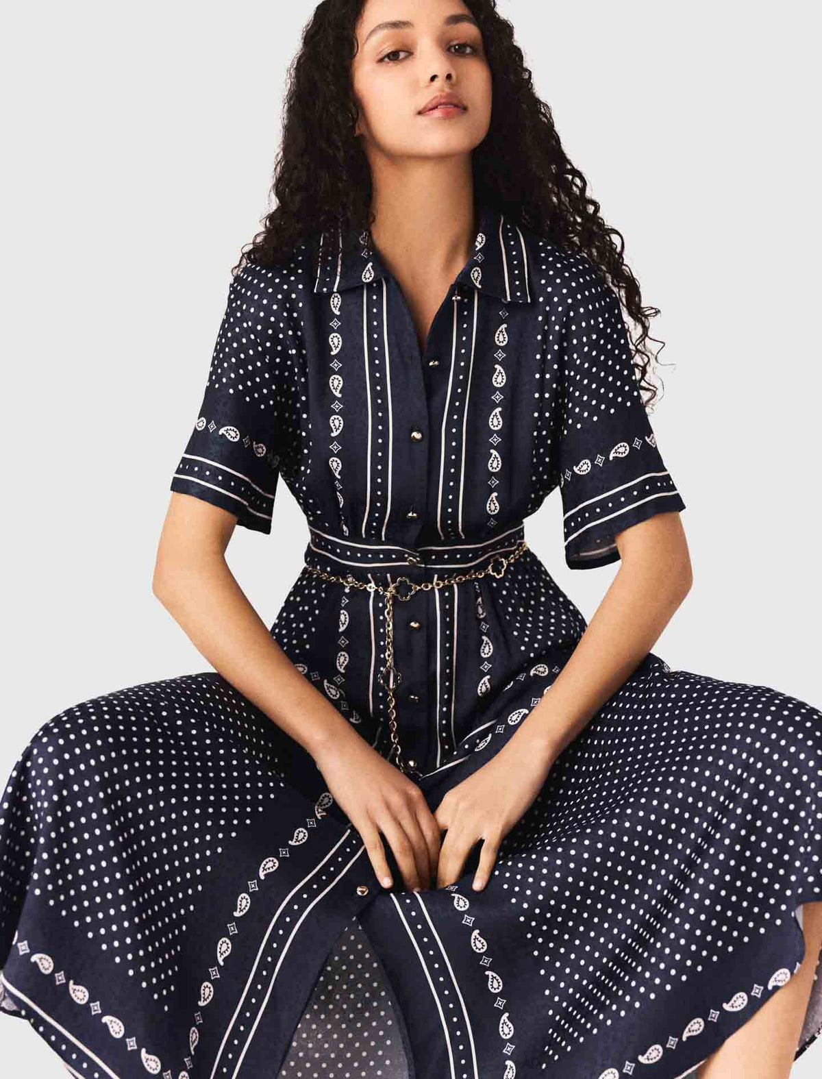 Flowy patterned maxi dress | Maje