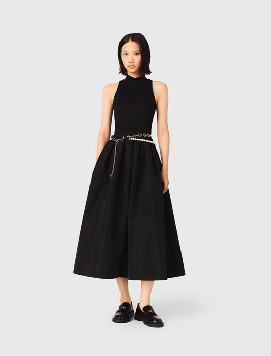 Mixed-material taffeta dress | Maje