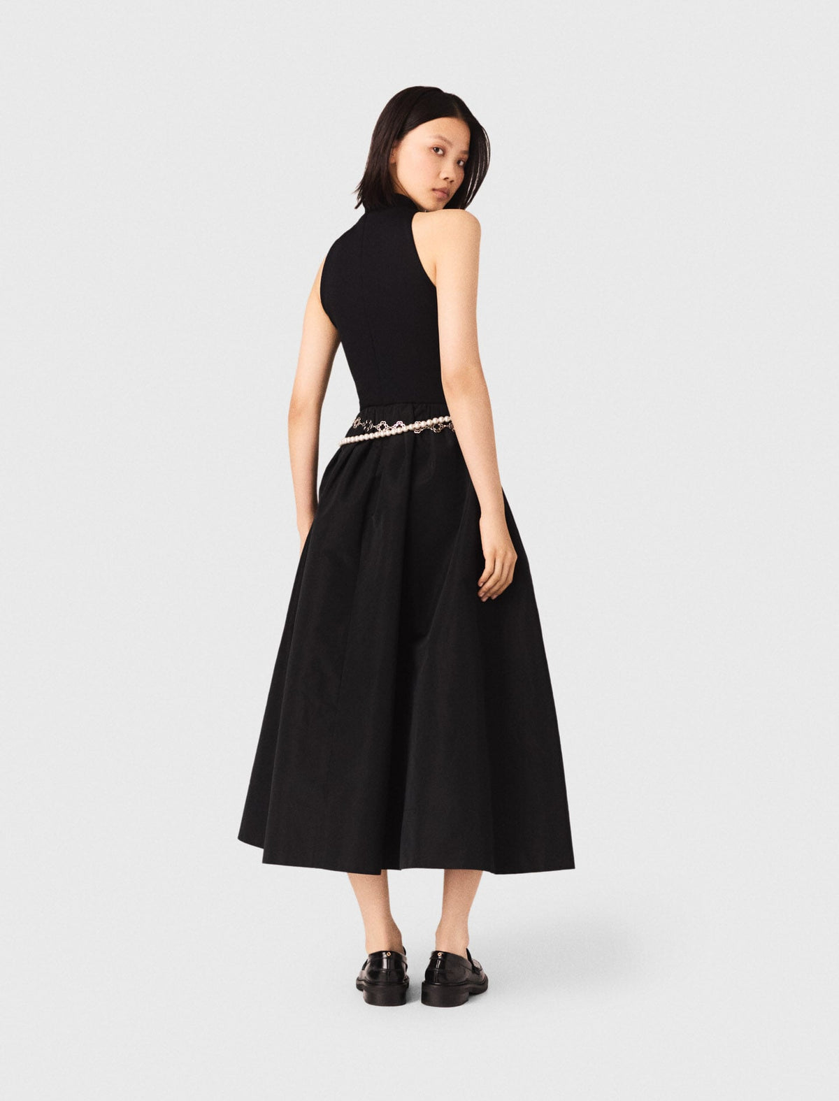 Mixed-material taffeta dress | Maje