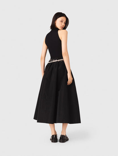 Mixed-material taffeta dress | Maje