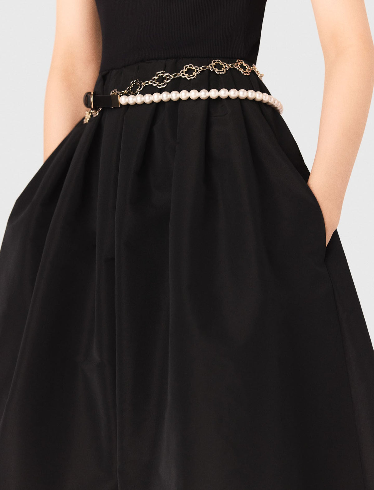 Mixed-material taffeta dress | Maje