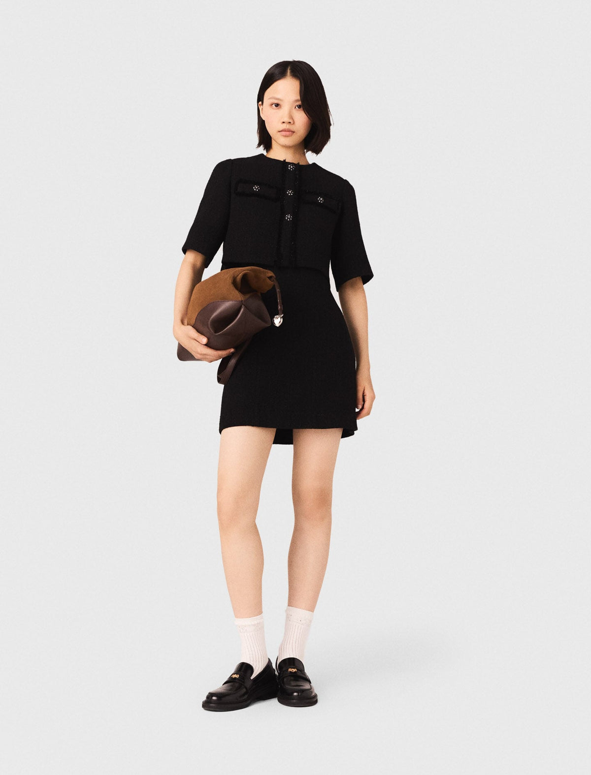 2-in-1 shiny tweed dress | Maje