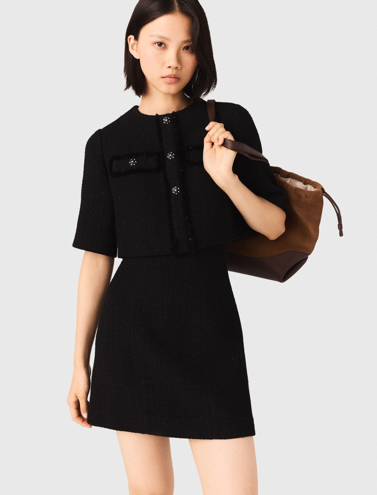 2-in-1 shiny tweed dress | Maje