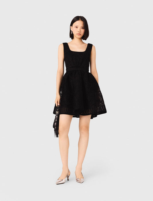 Short embroidered basket knit dress | Maje