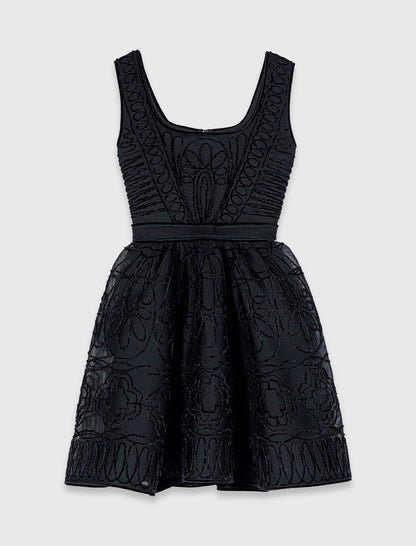 Short embroidered basket knit dress | Maje