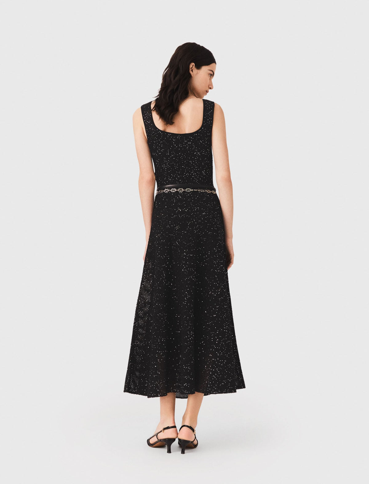Rhinestone knit maxi dress | Maje
