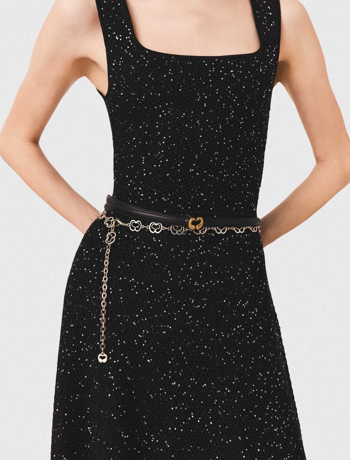 Rhinestone knit maxi dress | Maje