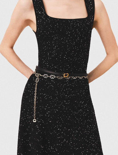 Rhinestone knit maxi dress | Maje