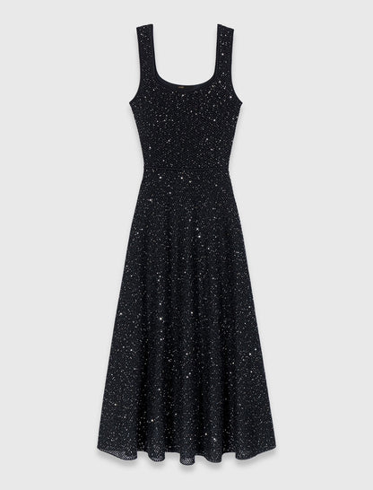 Rhinestone knit maxi dress | Maje