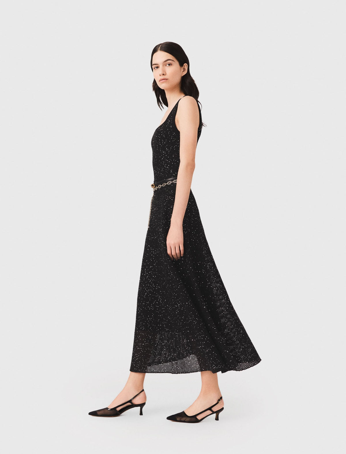 Rhinestone knit maxi dress | Maje