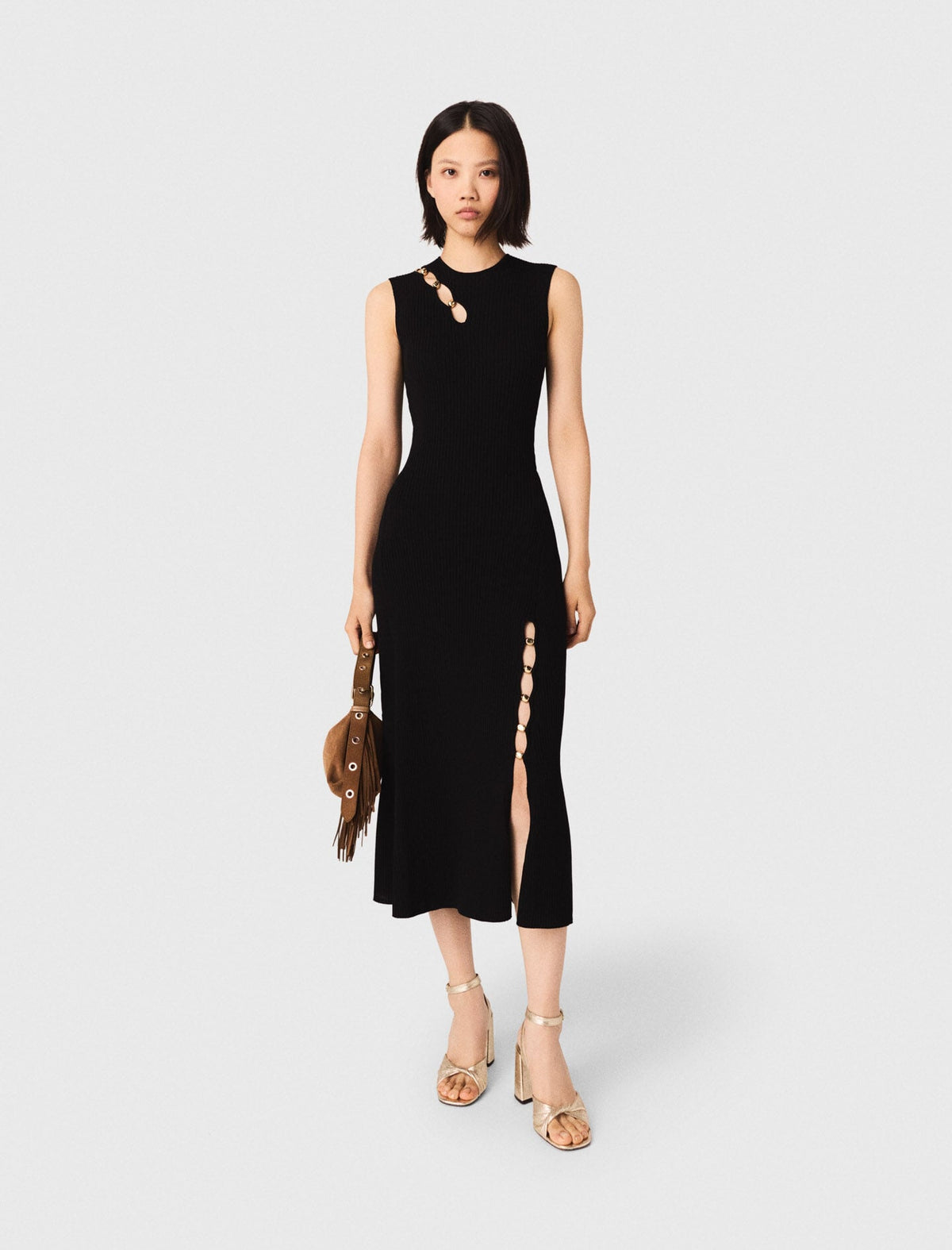 Cutaway rib knit maxi dress | Maje