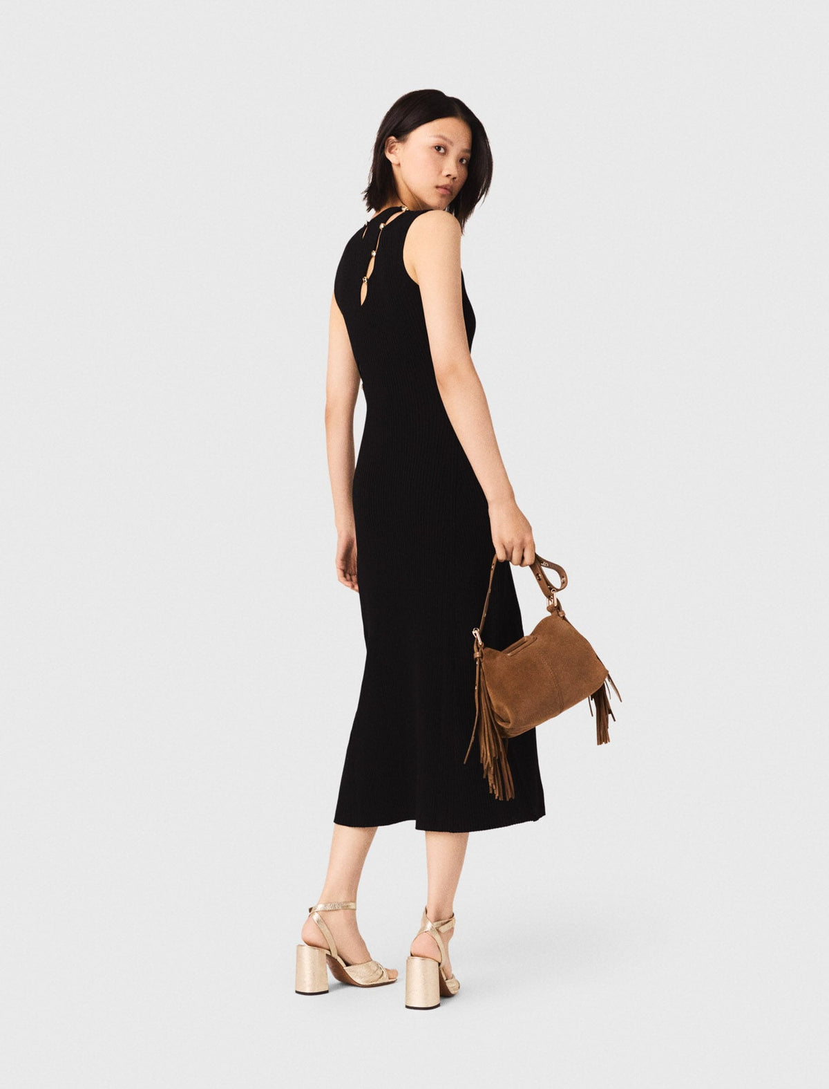 Cutaway rib knit maxi dress | Maje