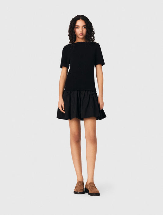 Short knit and taffeta dress | Maje