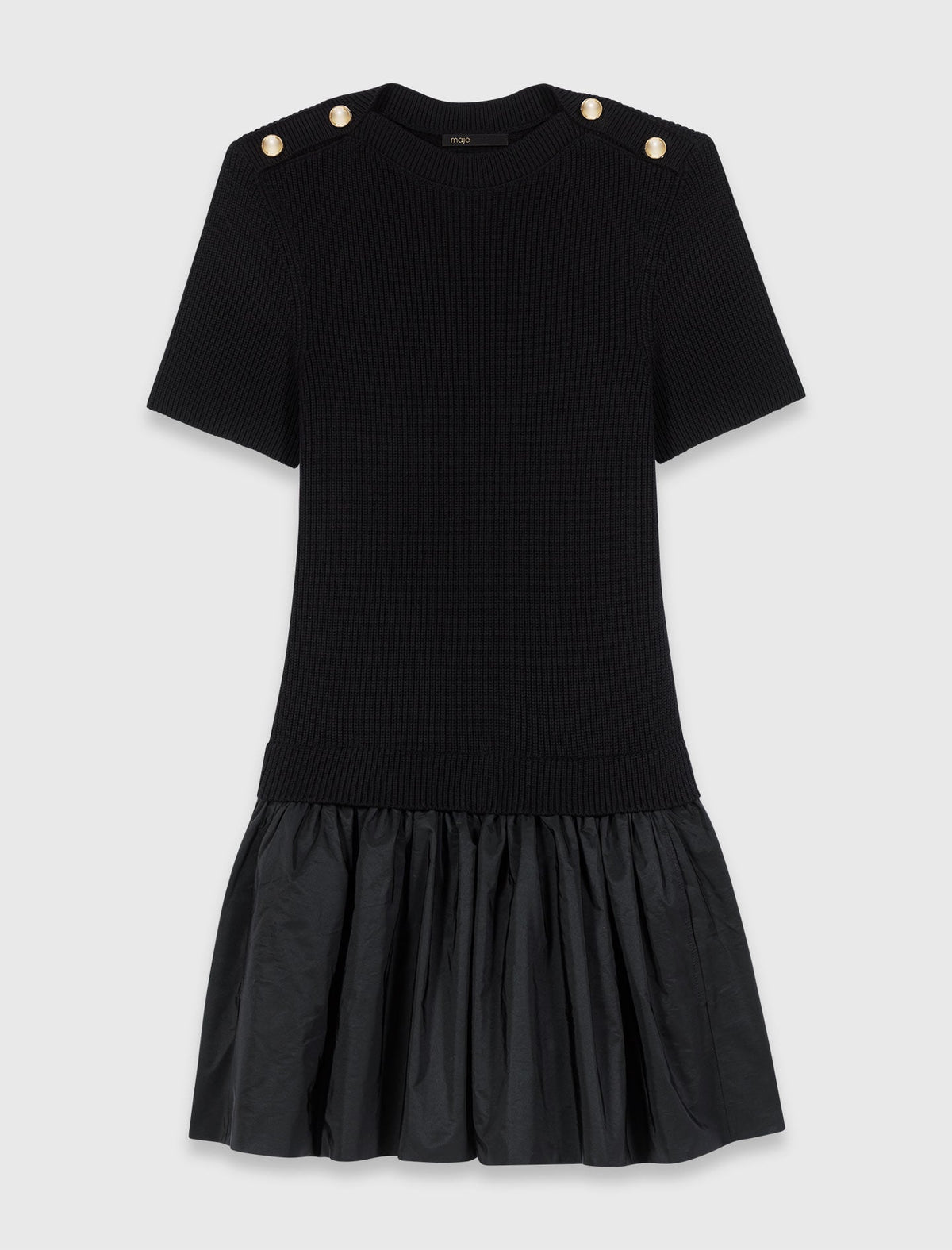 Short knit and taffeta dress | Maje