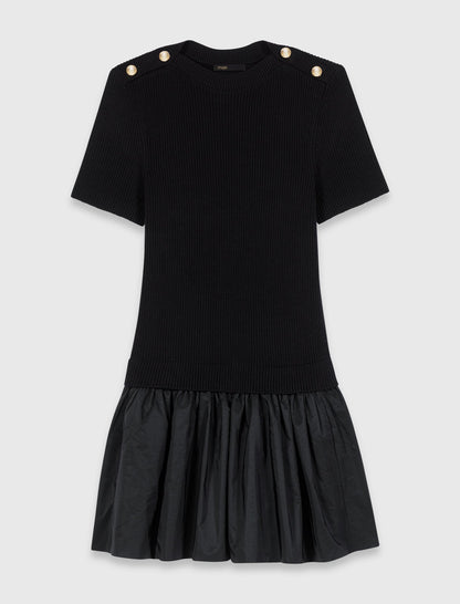 Short knit and taffeta dress | Maje