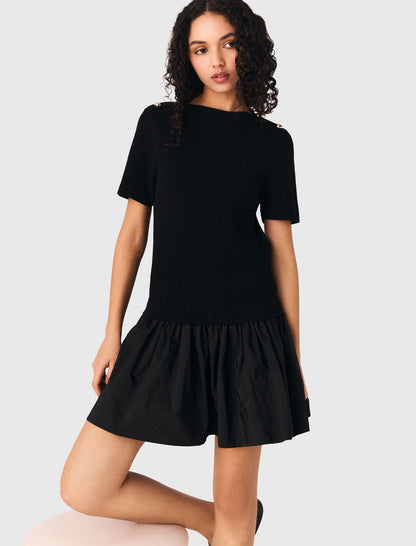 Short knit and taffeta dress | Maje