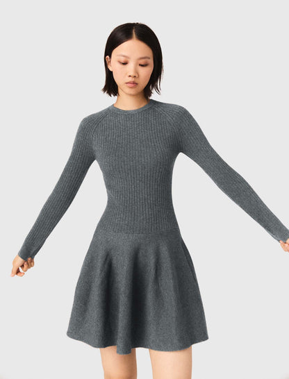 Beaded-collar short knit dress | Maje