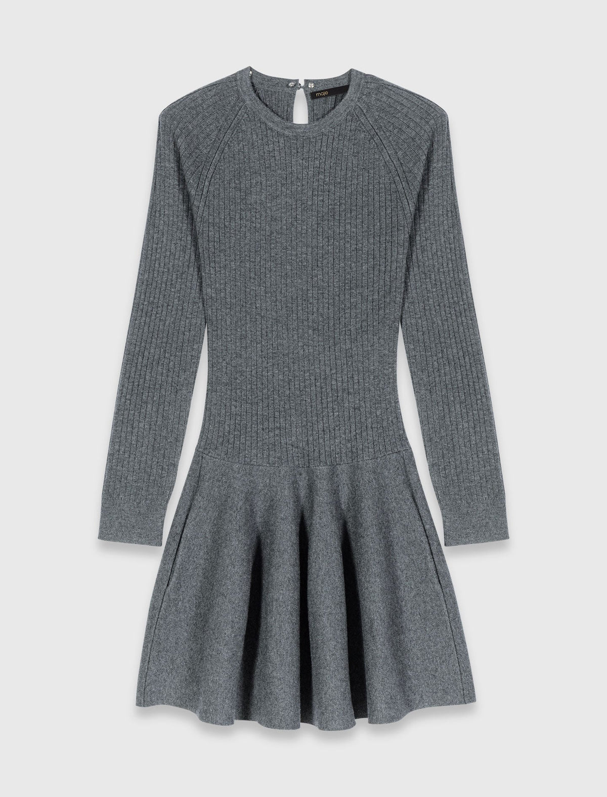Beaded-collar short knit dress | Maje