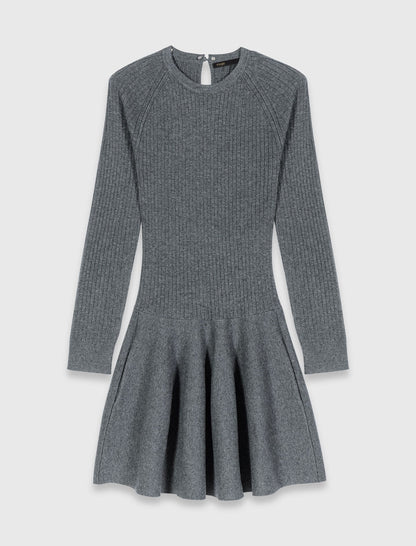Beaded-collar short knit dress | Maje