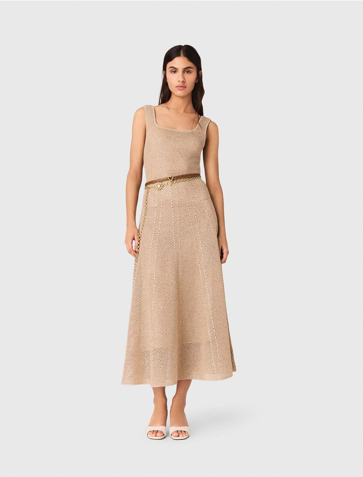 Rhinestone knit maxi dress | Maje