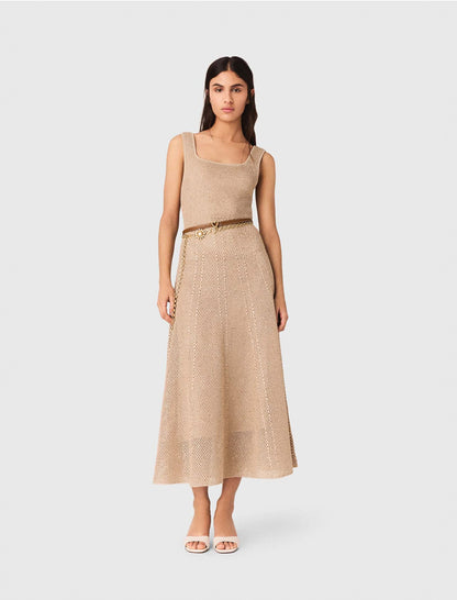 Rhinestone knit maxi dress | Maje