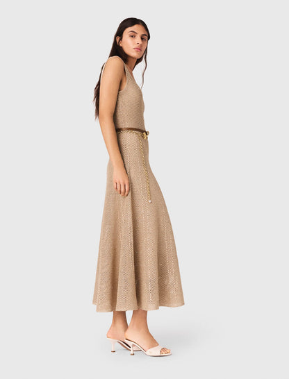 Rhinestone knit maxi dress | Maje