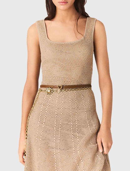Rhinestone knit maxi dress | Maje
