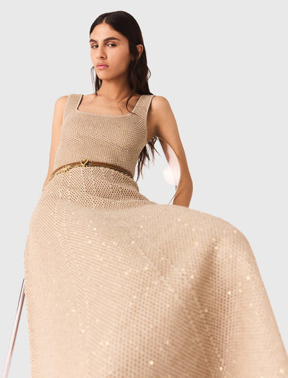 Rhinestone knit maxi dress | Maje