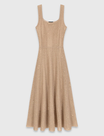 Rhinestone knit maxi dress | Maje