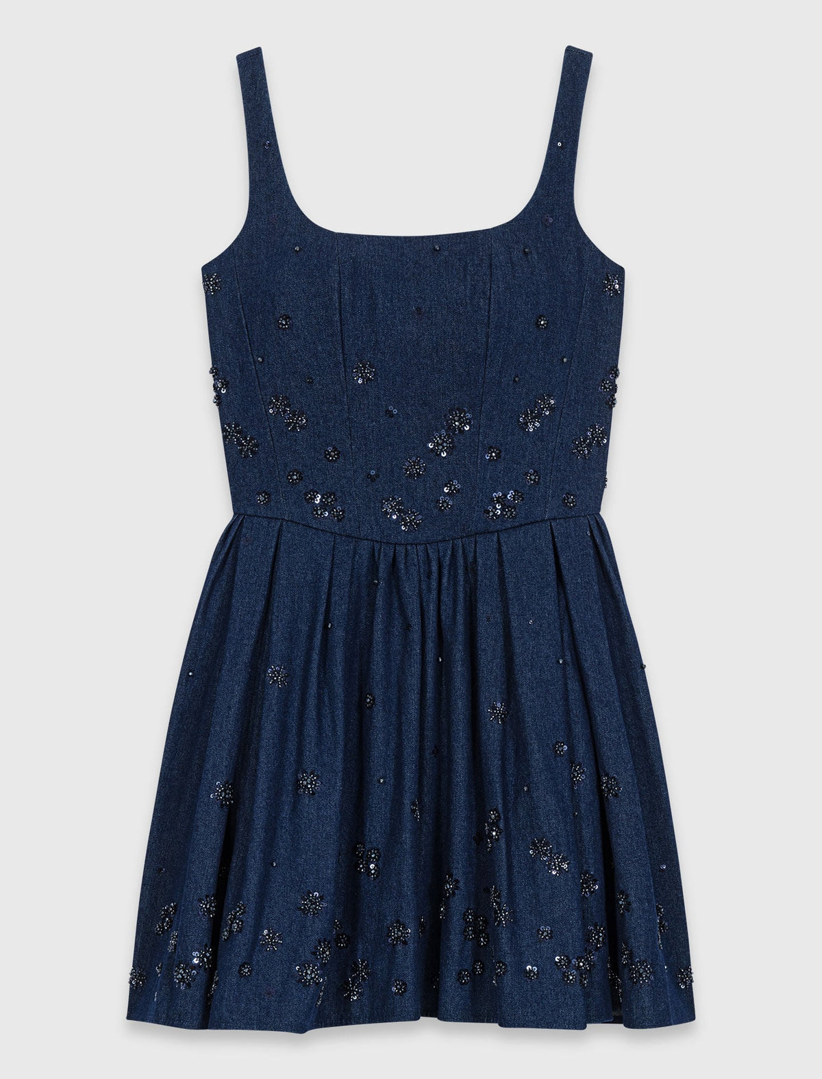 Flared embroidered denim dress | Maje