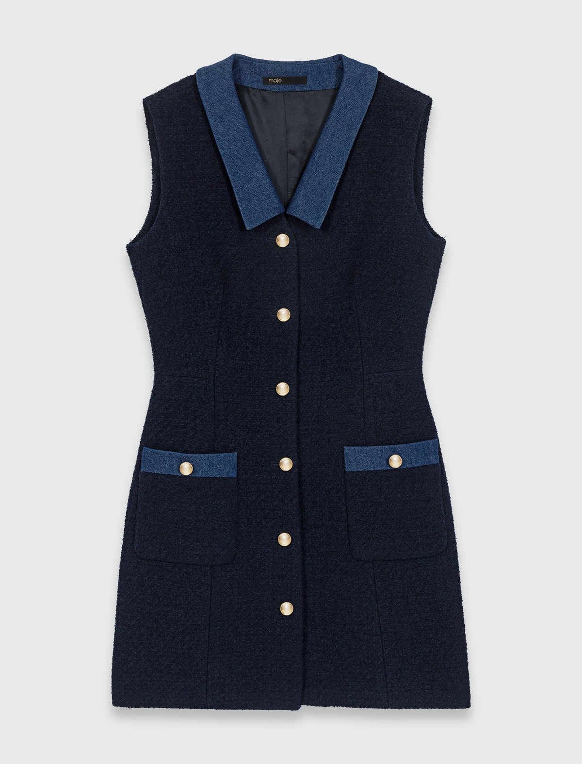 Tweed dress with denim details | Maje
