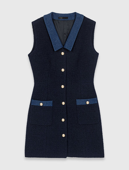 Tweed dress with denim details | Maje