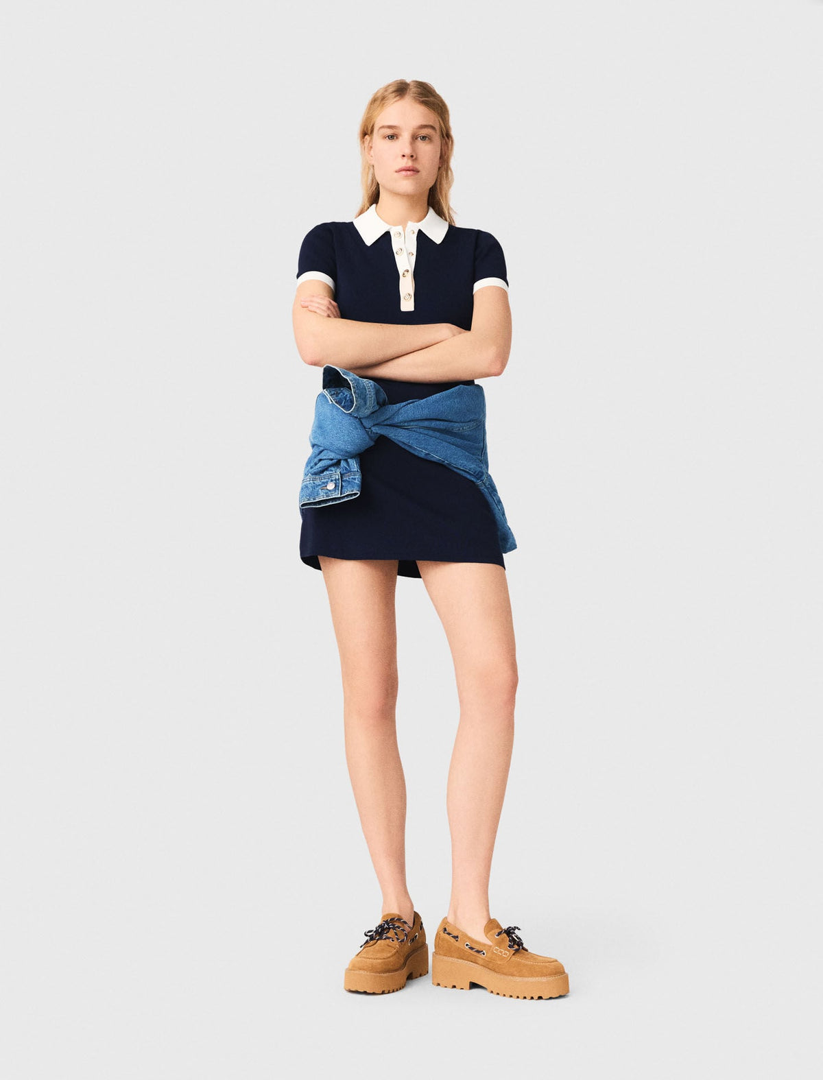 Contrast-trim polo dress | Maje