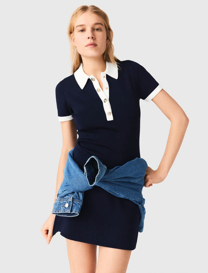 Contrast-trim polo dress | Maje