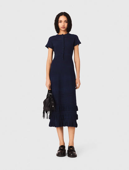 Knit maxi dress with ruffles | Maje
