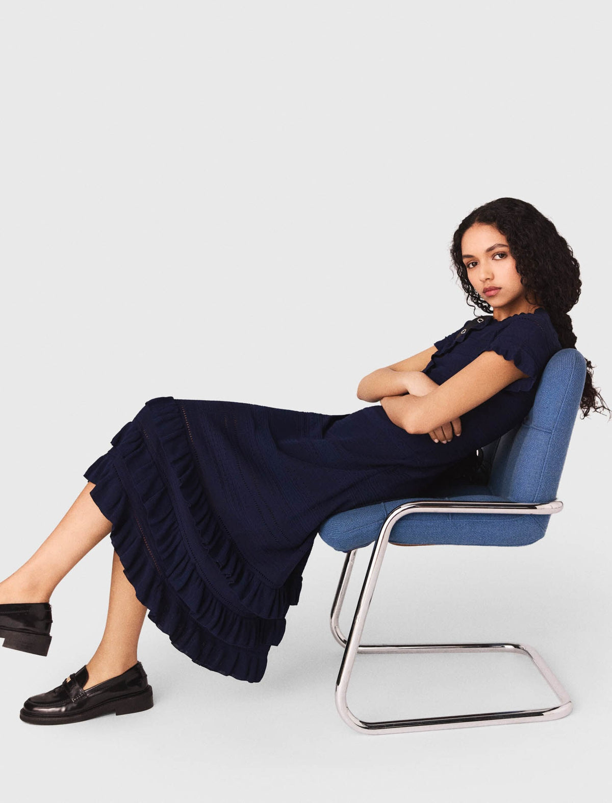 Knit maxi dress with ruffles | Maje