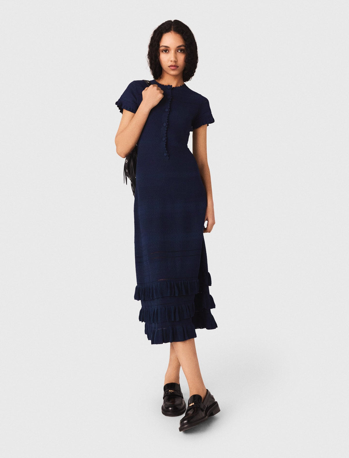 Knit maxi dress with ruffles | Maje