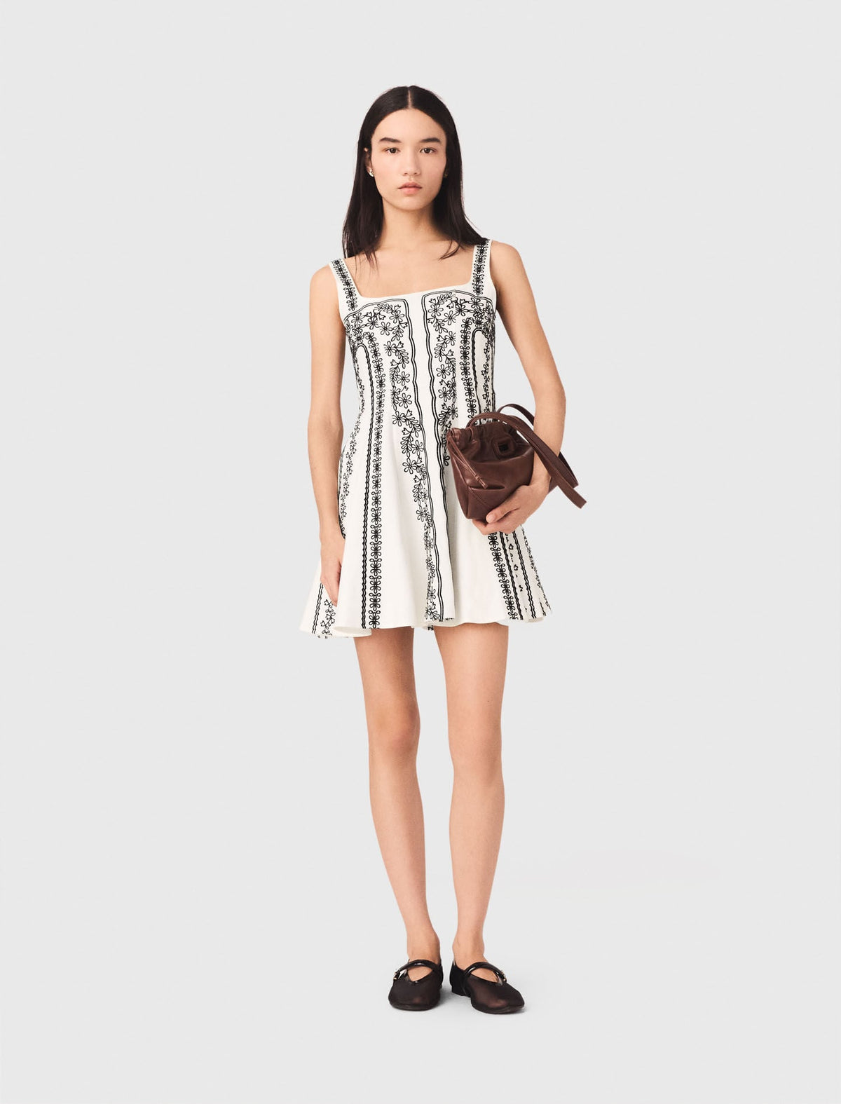 Mini embroidered strap dress | Maje