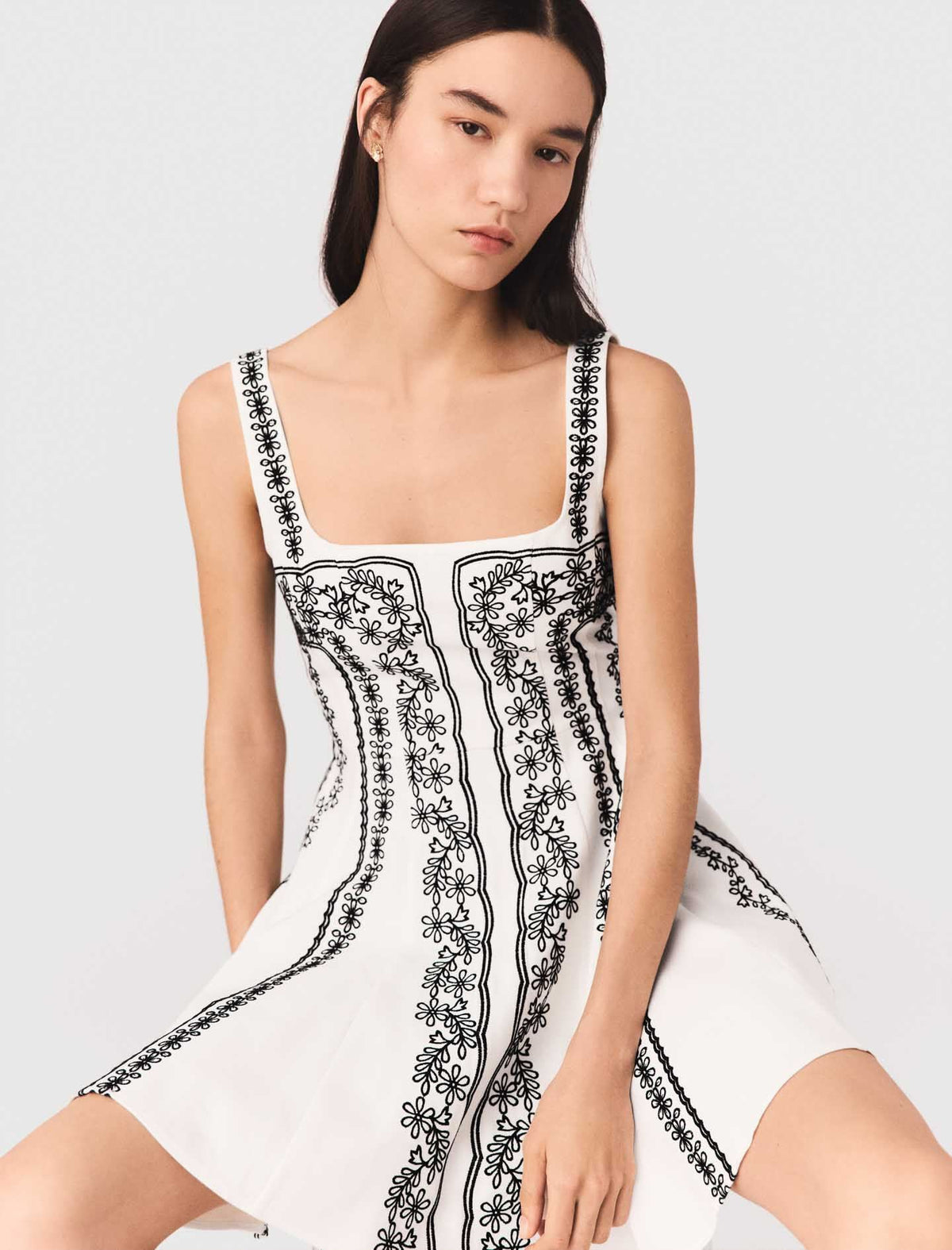 Mini embroidered strap dress | Maje