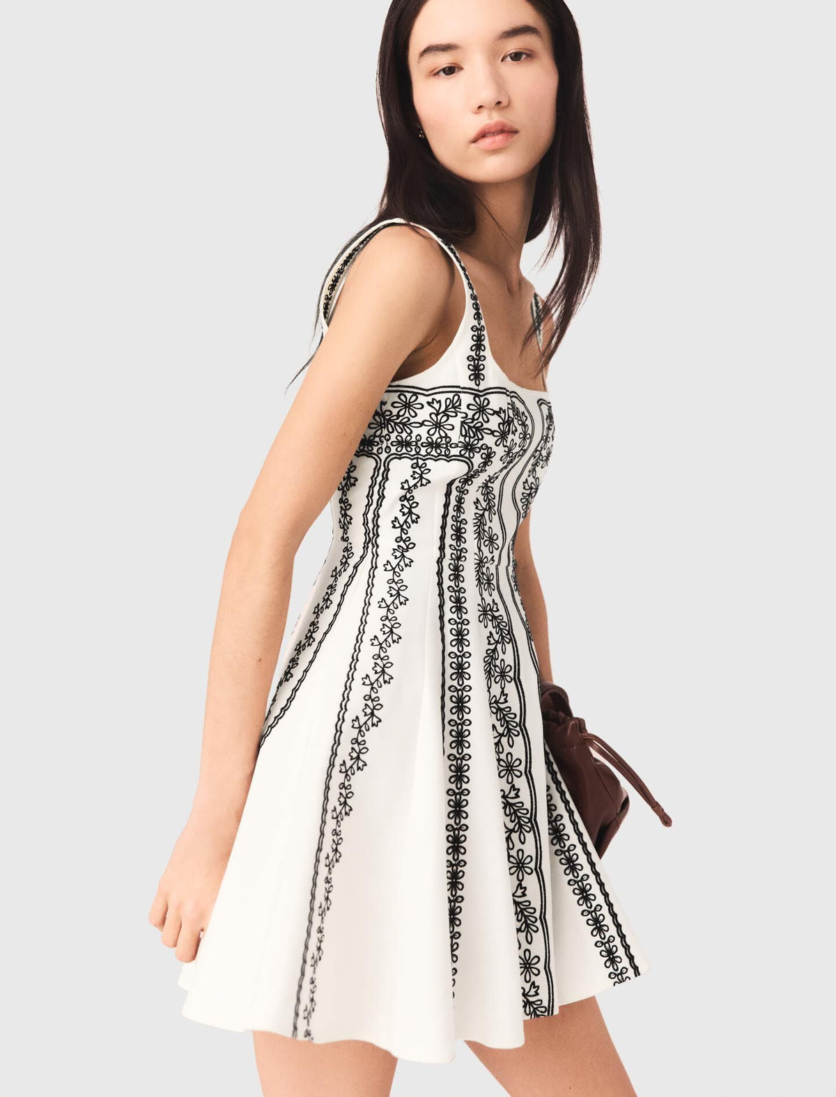 Mini embroidered strap dress | Maje