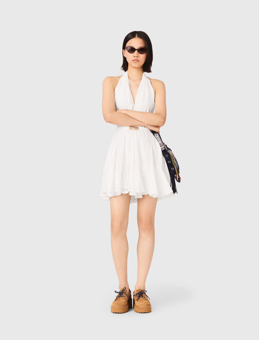 Mini embroidered backless dress | Maje