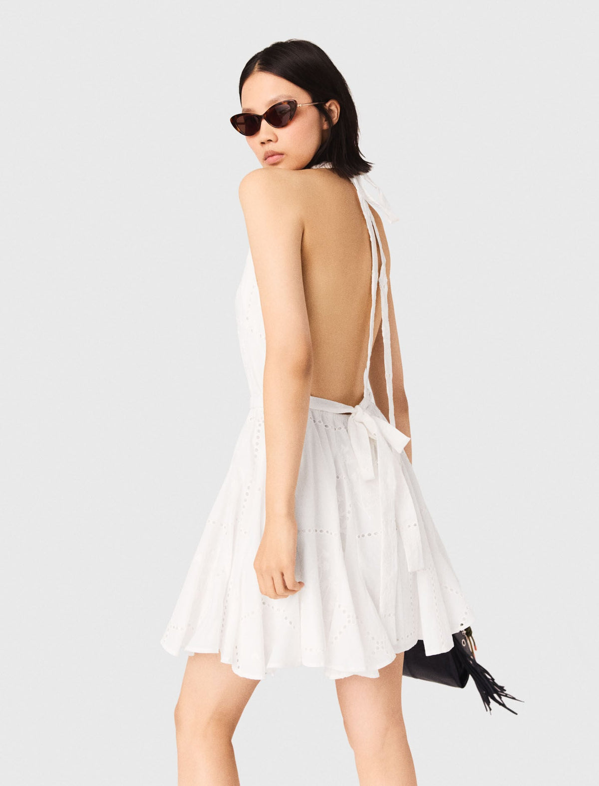 Mini embroidered backless dress | Maje
