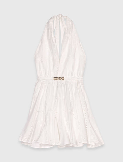 Mini embroidered backless dress | Maje