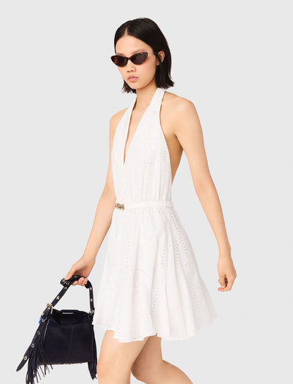Mini embroidered backless dress | Maje