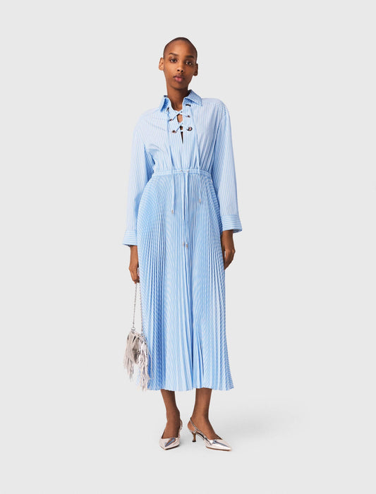 Long pleated dress with eyelets | Maje