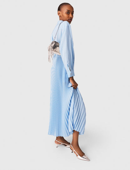 Long pleated dress with eyelets | Maje
