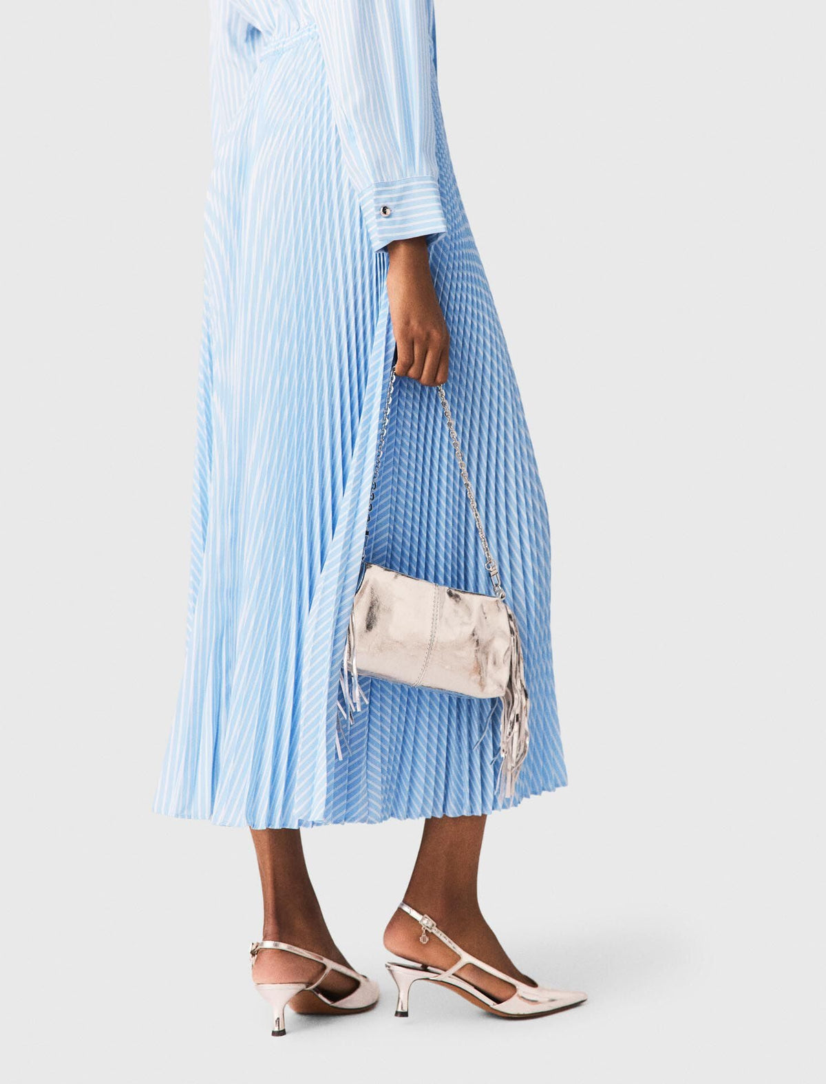 Long pleated dress with eyelets | Maje