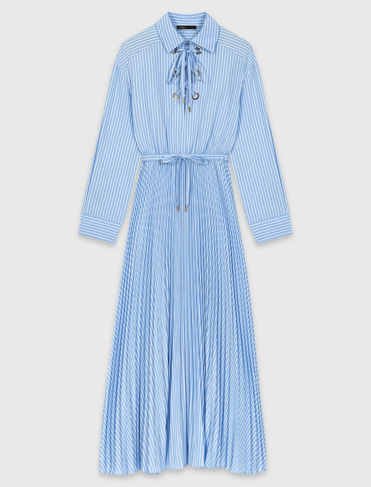 Long pleated dress with eyelets | Maje