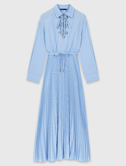 Long pleated dress with eyelets | Maje