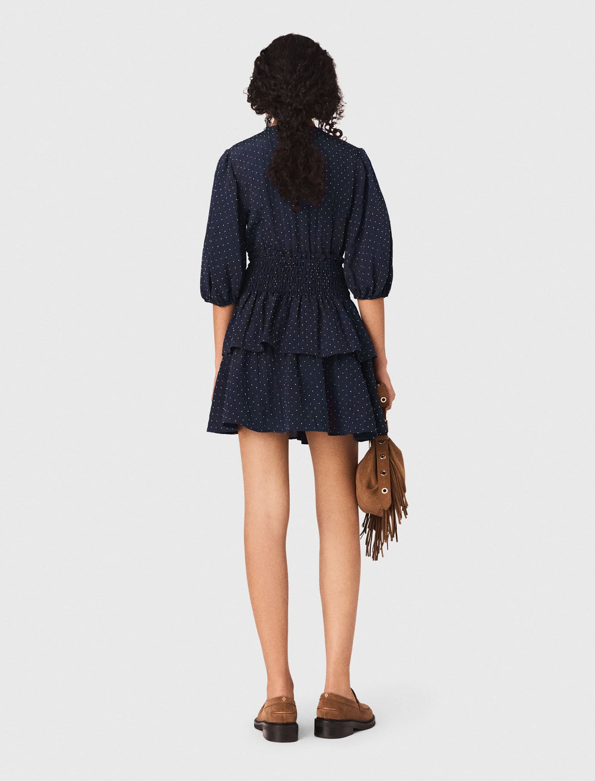 Ruffle and rhinestone dress | Maje